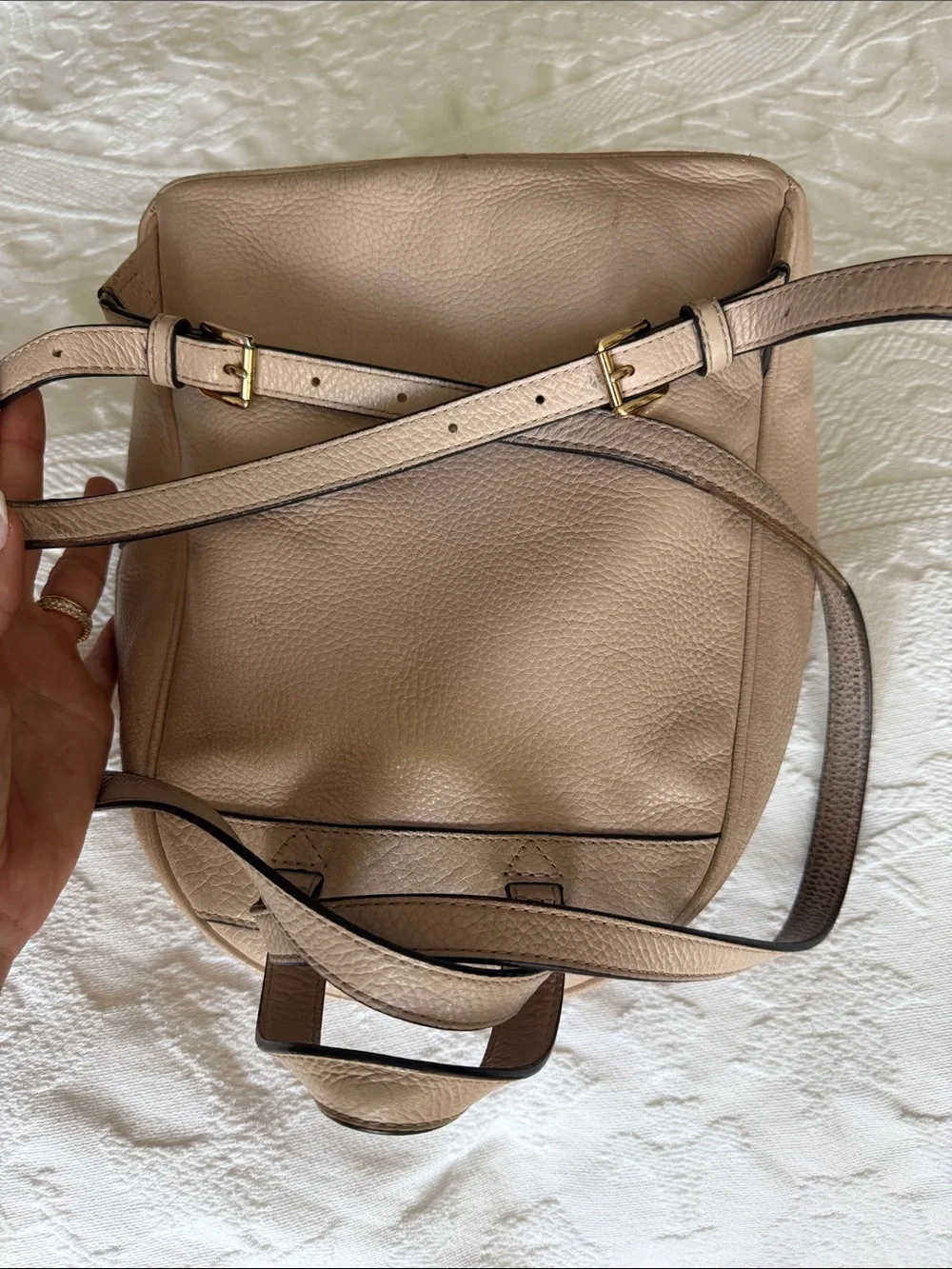 Michael Kors Mauve Taupe Pebbled Leather Backpack